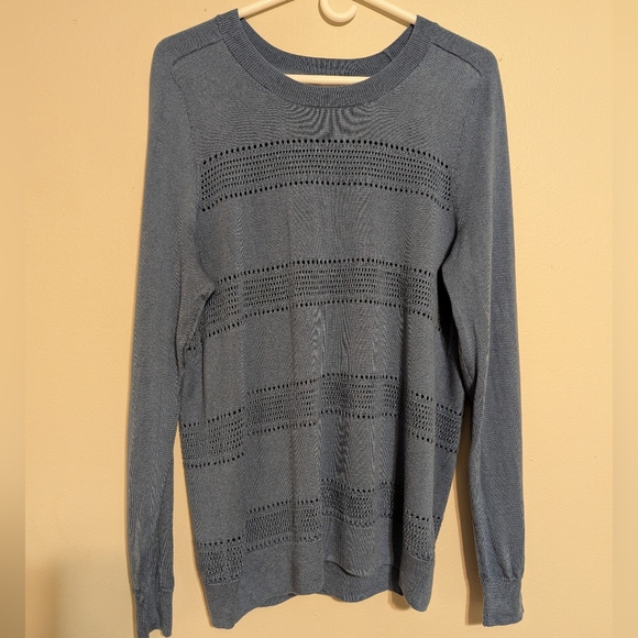 Athleta Pointelle Crewneck Sweater - Cottage Blue - Picture 2 of 7